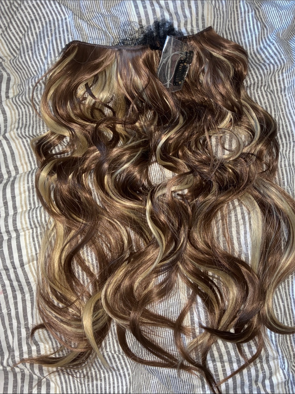 Women’s Hairpiece - Deep Almond Brown with Wheat Germ Blonde - Clip in Hair